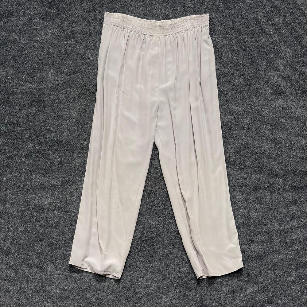 Vintage Argenti Pants Womens 12 Purple Silk Satin Pleated Pull On Relaxed Lounge
